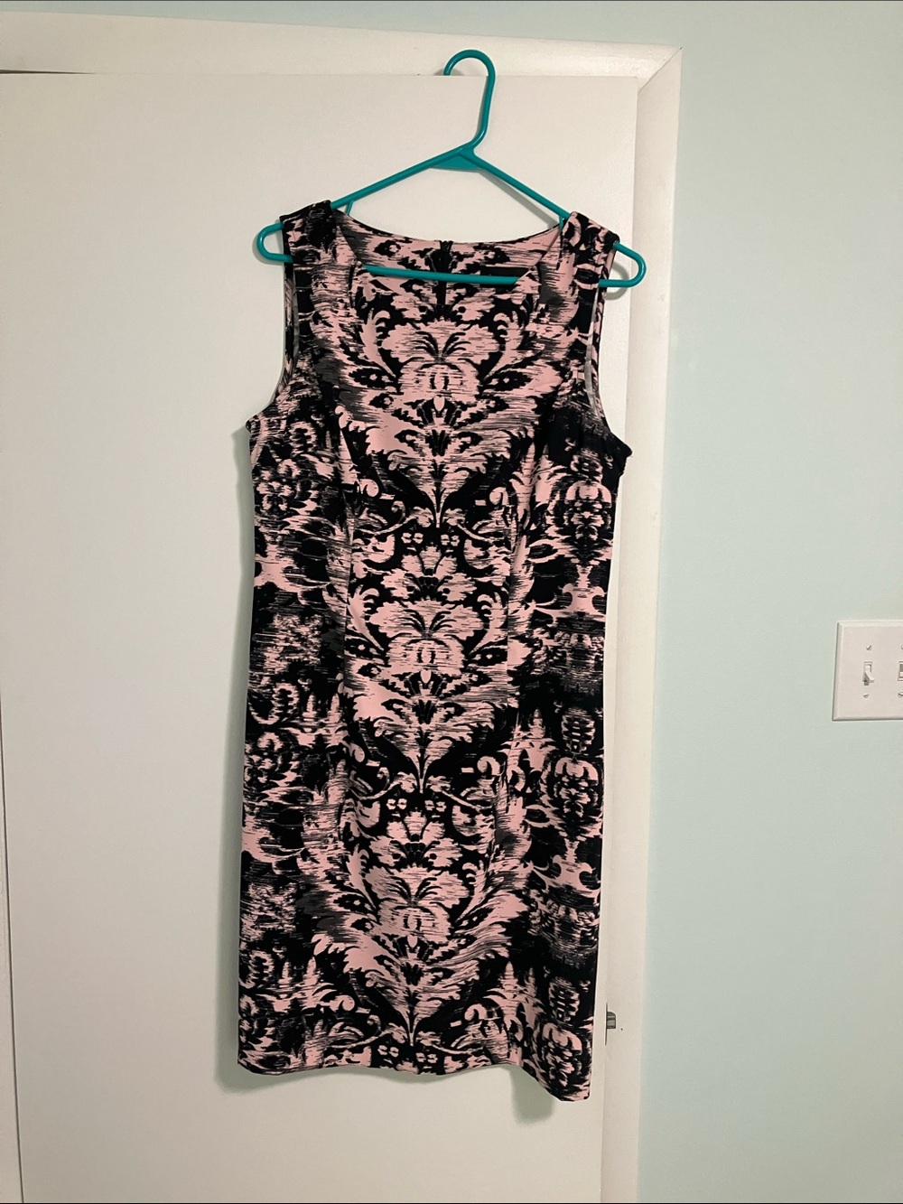 connected apparel Pink and Black Damask Midi Dress